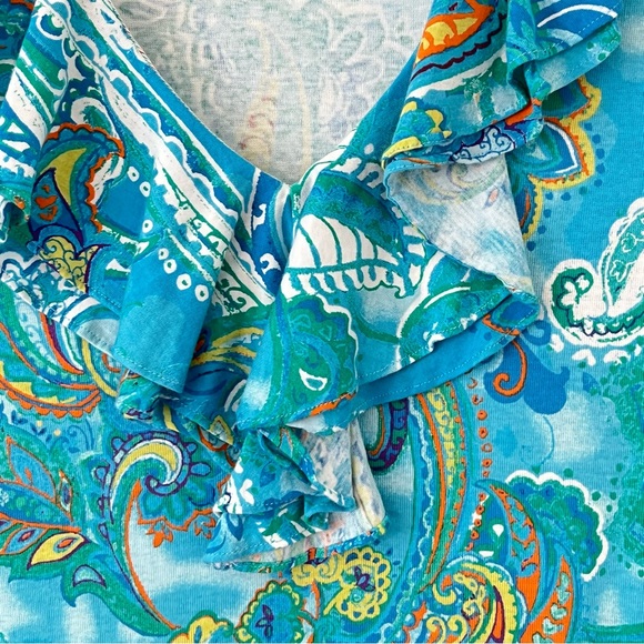 Ralph Lauren Y2K Paisley Ruffle Fit & Flare Sleeveless Dress Cotton Barely Worn - Picture 3 of 16